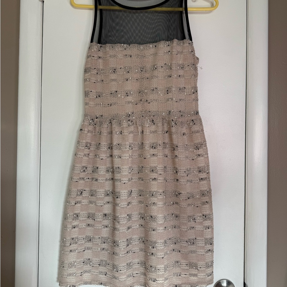 Bar III Black and Tan Tiered Halter Mini Dress